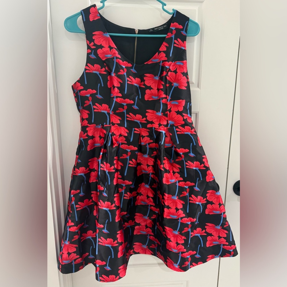 Chloe Dao Red Poppy Strapless Dress